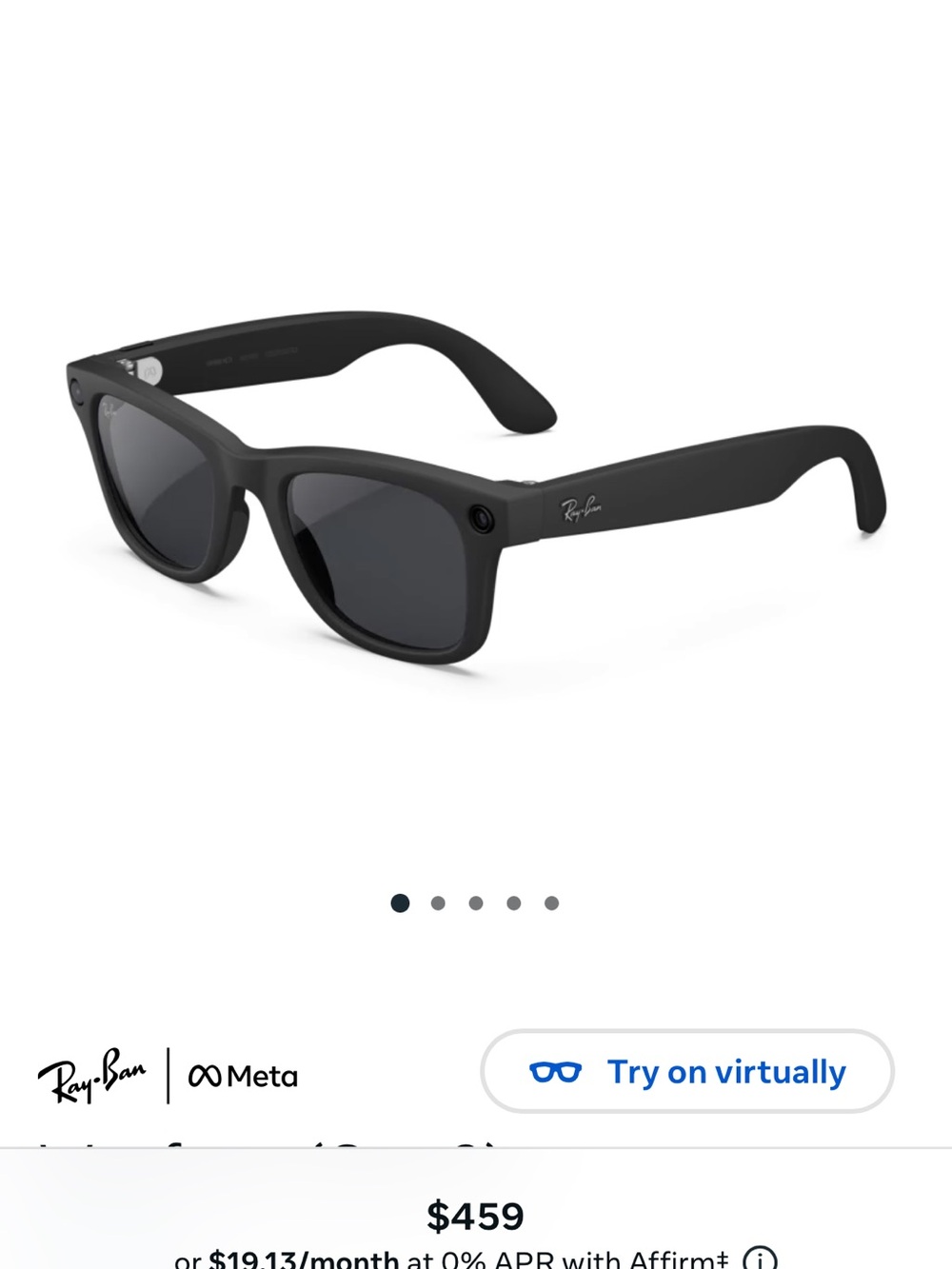Ray-Ban Meta Matte Black Sunglasses with Grey Transition Lenses